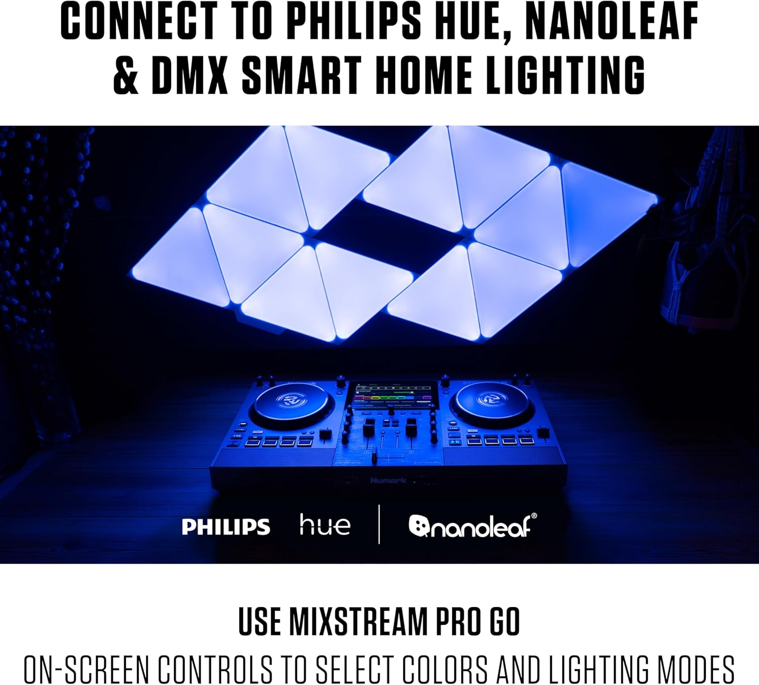 Numark Mixstream Pro Go Portable DJ Controller with Battery, Mixer with Stem Separation, Speakers, Wifi Streaming, Touchscreen, Works with Serato DJ image number 2