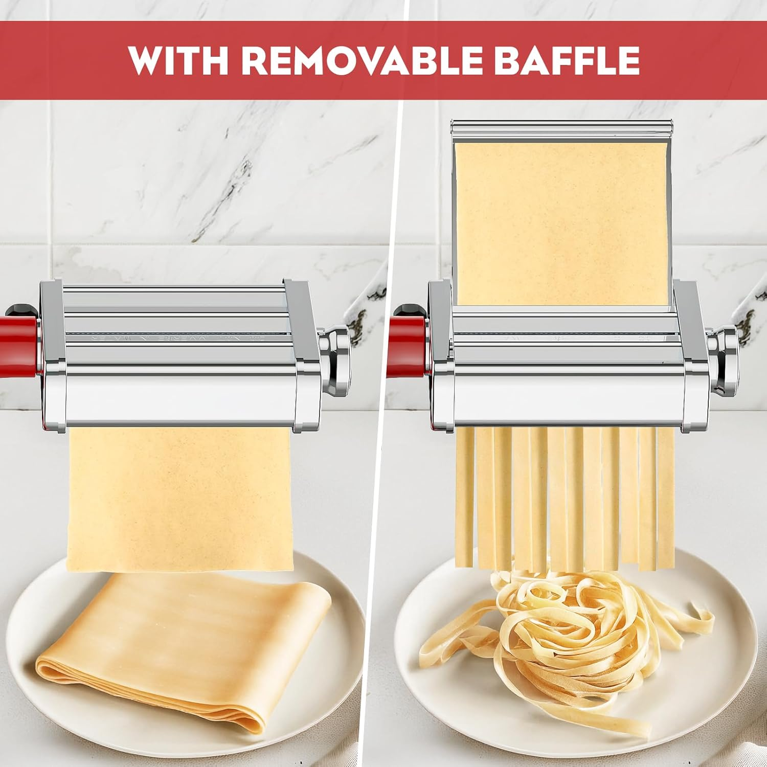 Pasta Maker Attachment for Kitchenaid Stand Mixer, 3-In-1 Pasta Maker Includes Pasta Roller, Spaghetti Cutter & Fettuccine Cutter, Stainless Steel Pasta Attachment for Kitchenaid Accessories by Cofun image number 3