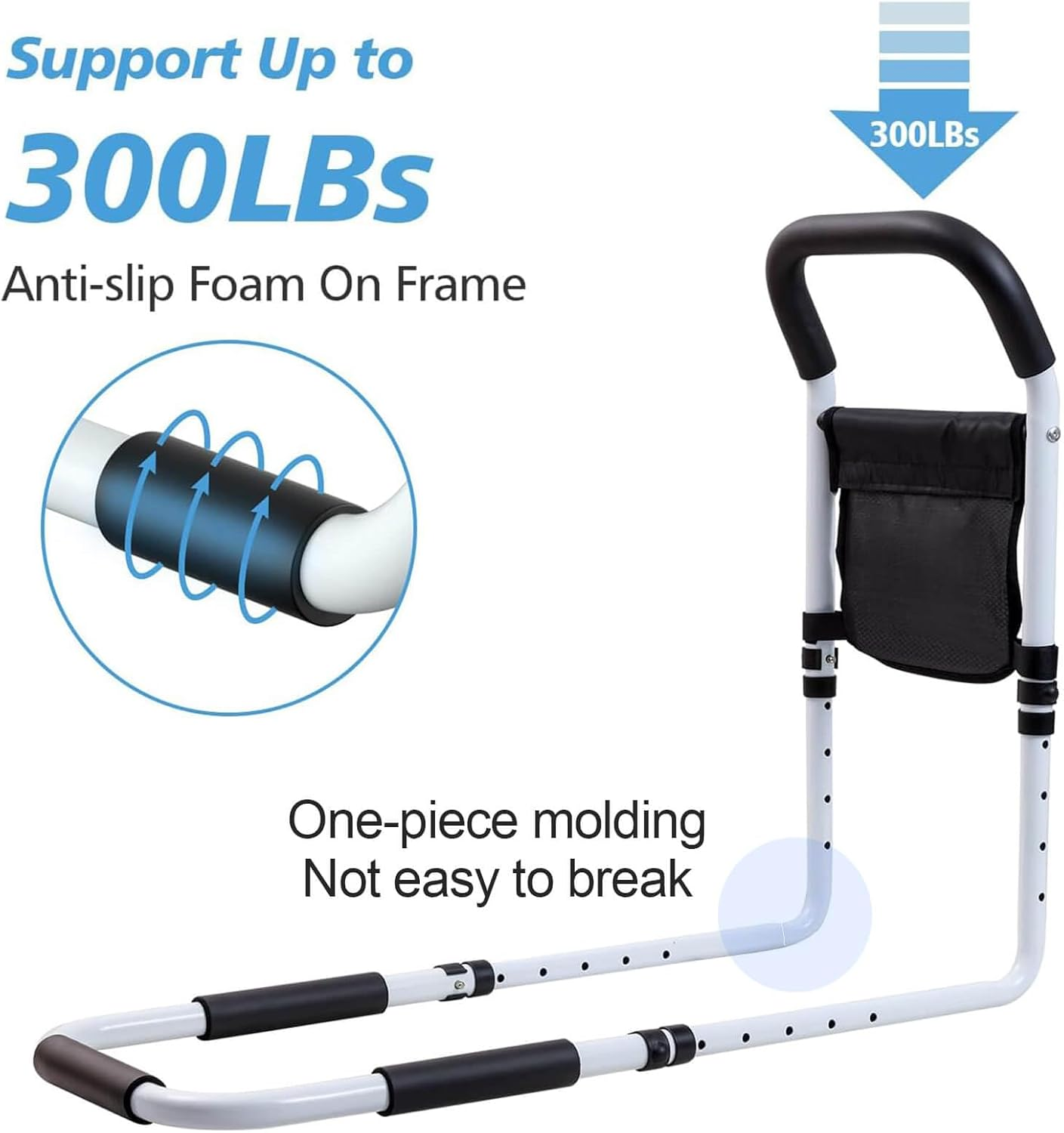 Bed Rails for Elderly Adults Safety, Bedside Assist Grab Bars Height Adjustable Storage Pocket Fall Prevention Guard Seniors image number 6