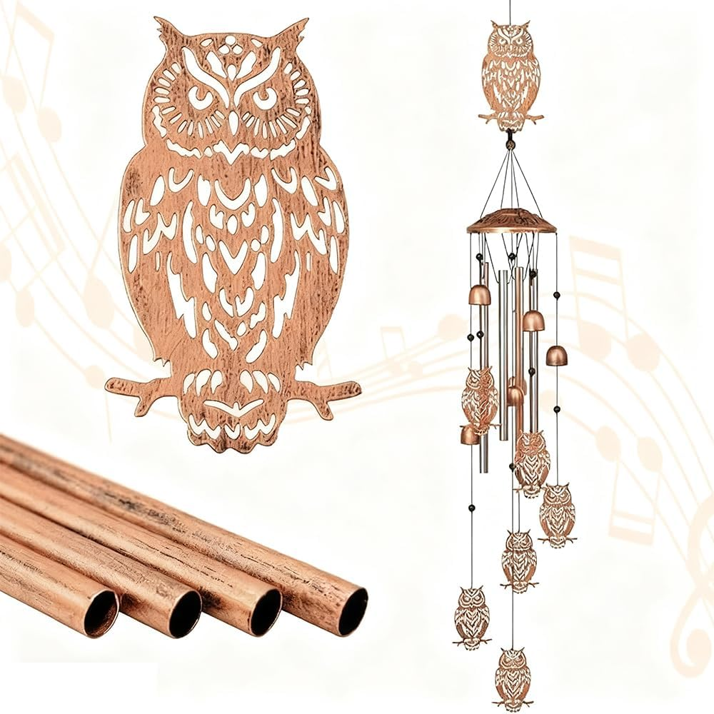 Owl Wind Chimes,Owl Shape, Wind Chime Garden Decor,For Women/Men,Wind Chime Garden Decor Outdoor,Memorial/Housewarming/Birthday/Festival Gifts,Front Yard Decor (Owl) image number 1