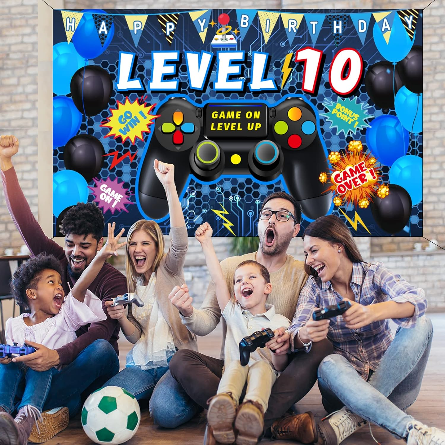 Vlipoeasn 10Th Boys Video Game Birthday Decorations - Backdrop image number 1