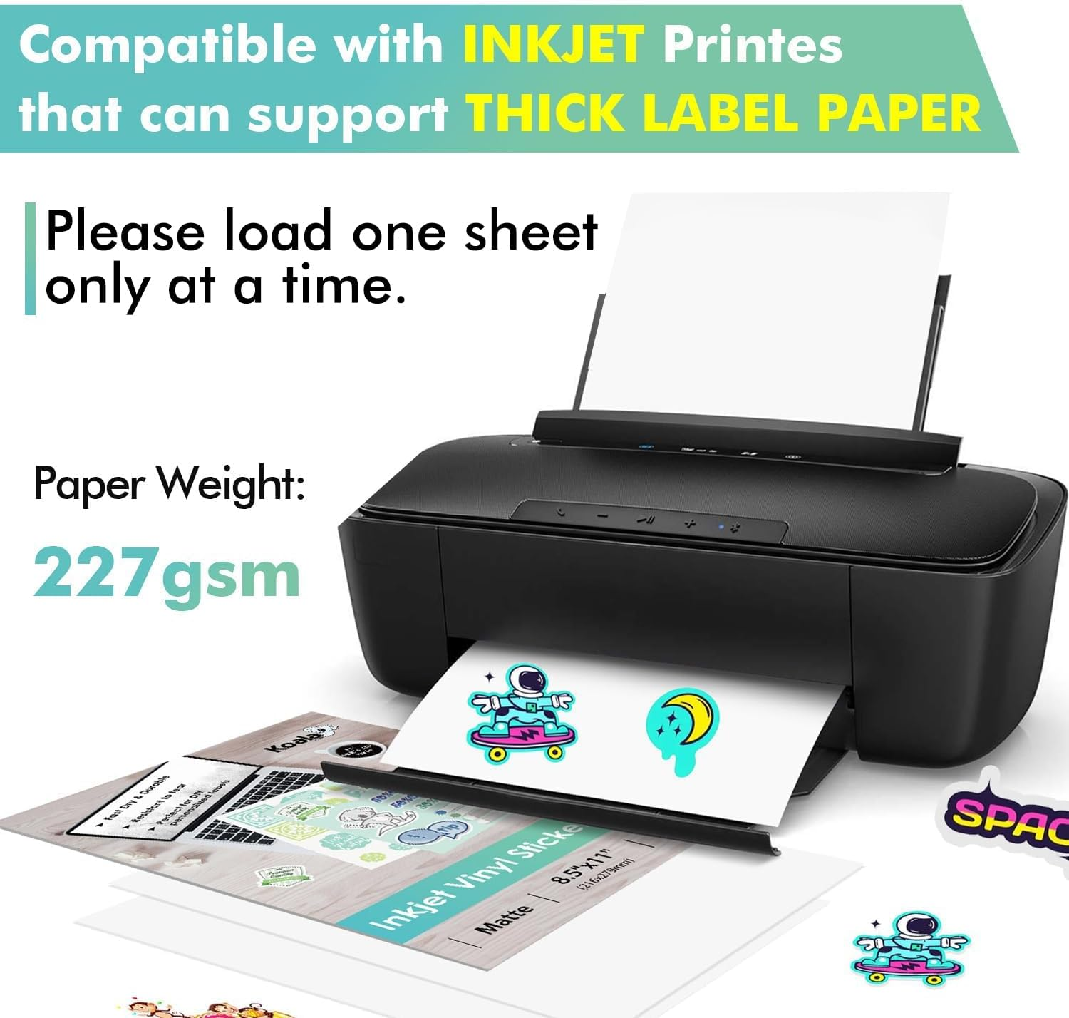 Koala Printable Vinyl Sticker Paper for Inkjet Printer - Matte White, 20 Sheets Waterproof Sticker Paper A4 Size, Tear Resistant, Work with Cutting Machine image number 5