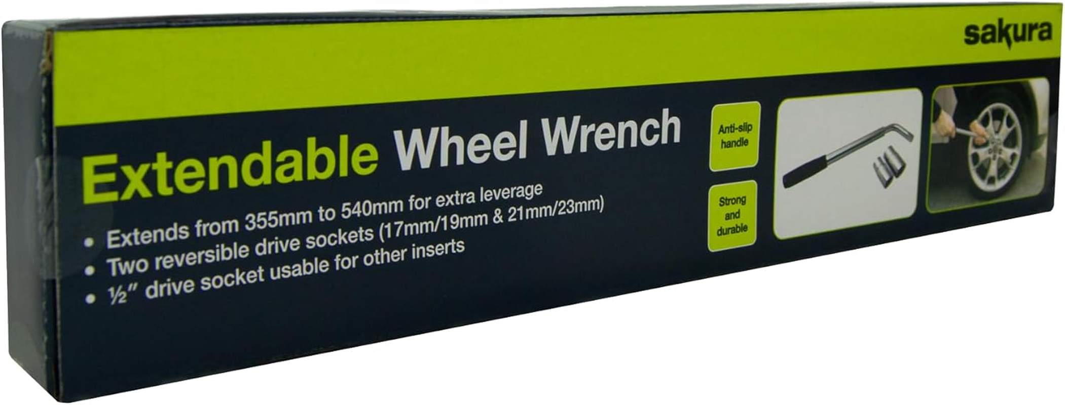 Sakura SS5324 Car Wheel Brace/Wrench - Extendable Handle - Socket Sizes 17 Mm, 19 Mm, 21 Mm, 23 Mm - FITS All Standard Vehicles image number 4