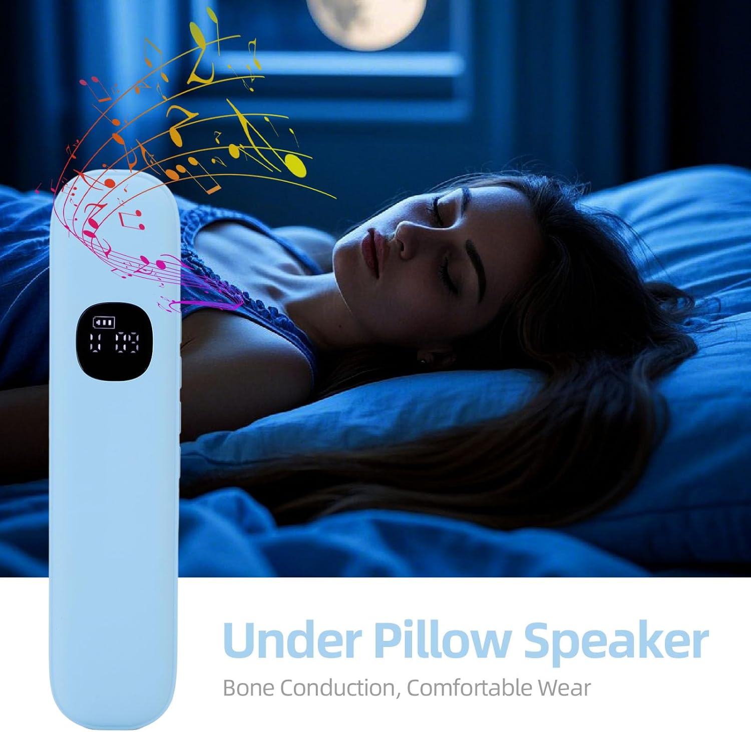VELATEMOR Bone Conduction Pillow Speaker under Pillow, Sleep Speaker Bone Conduction Stereo with 11 White Noise 3 Timers for Side Sleepers Adults Travel image number 6