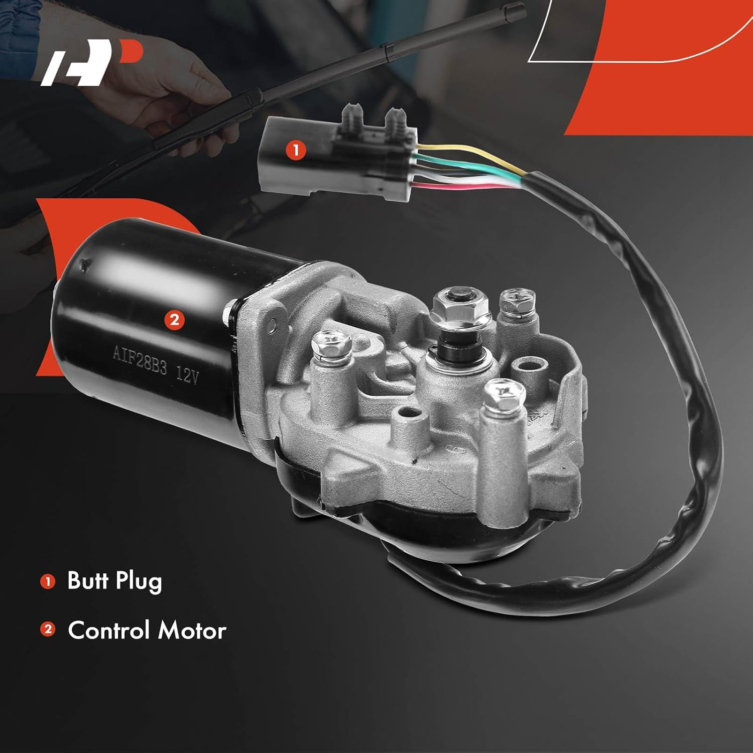 A-Premium Front Windshield Wiper Motor Compatible with Jeep Vehicles - TJ 2003-2006, Wrangler 2003-2006, Sport Utility, 5-Pin - Replace# 55156374AC image number 5