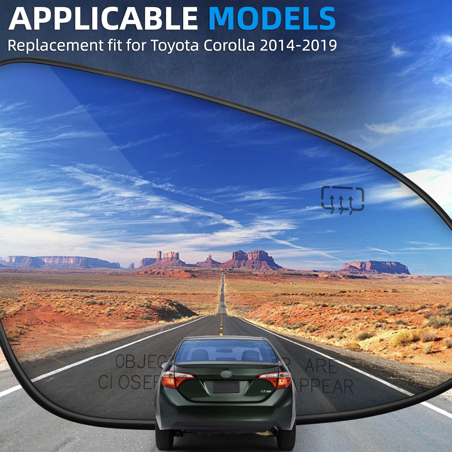 LOIYLLEN Right Side Mirror Replacement for Toyota Corolla 2014 2015 2016 2017 2018 2019 - Right Side Mirror Glass, Rear View Mirrors Glass with Power Heated image number 1