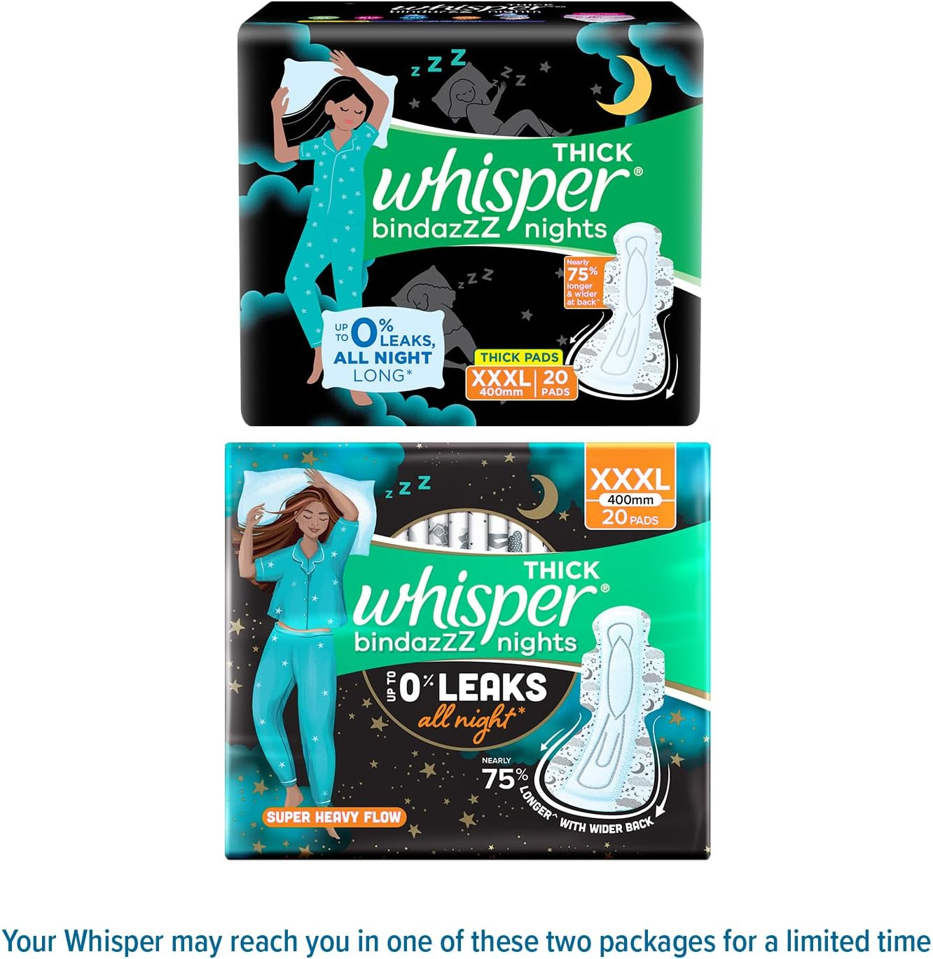Whisper Ultra Night Sanitary Pads for Women, XXXL 20 Napkins image number 4
