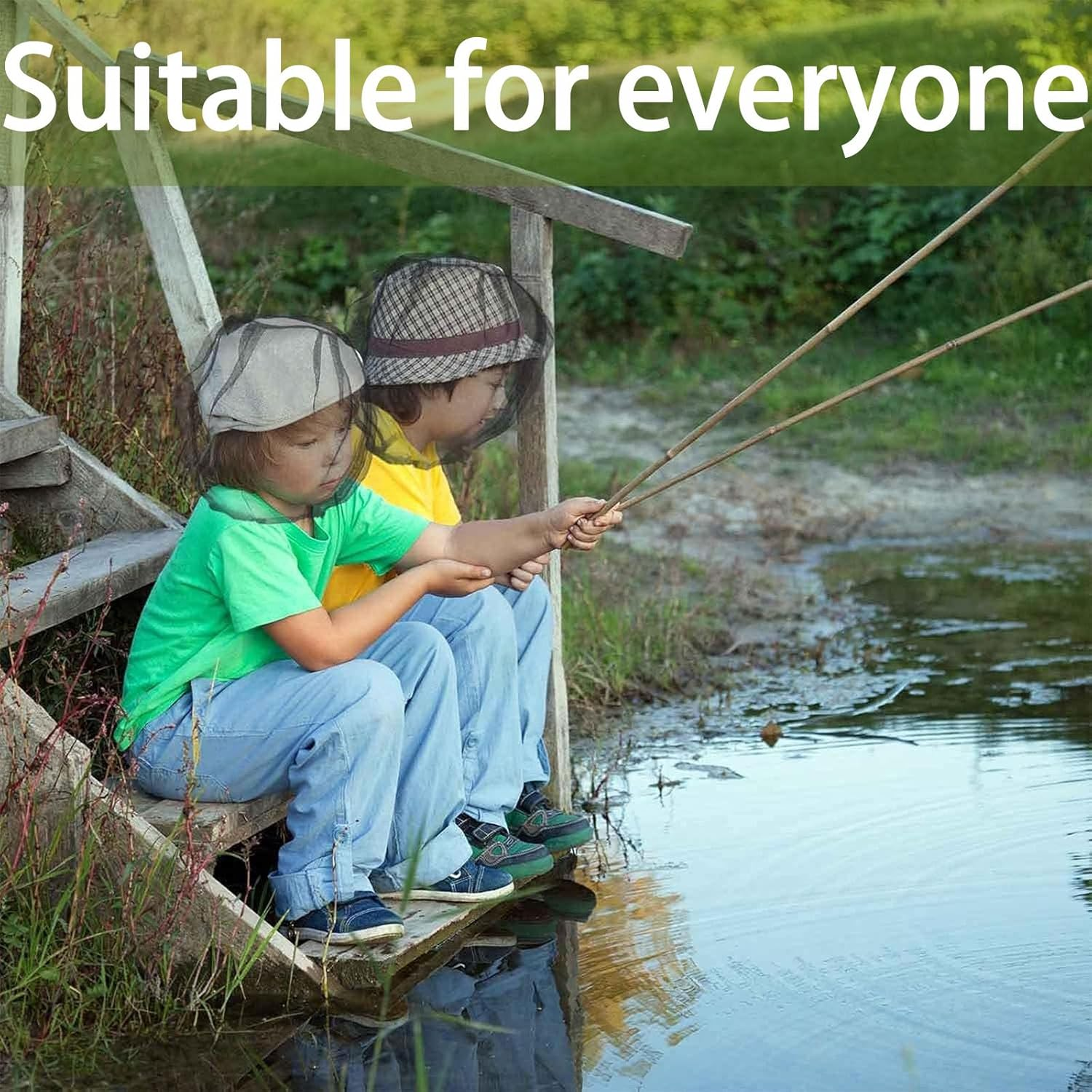 5 PCS Mosquito Head Net Face Mesh, Head Protecting Net For,Camping Climbing Walking Mosquito Fly Insects Bugs Preventing (Regular Size, Grey) ﻿﻿﻿ image number 5