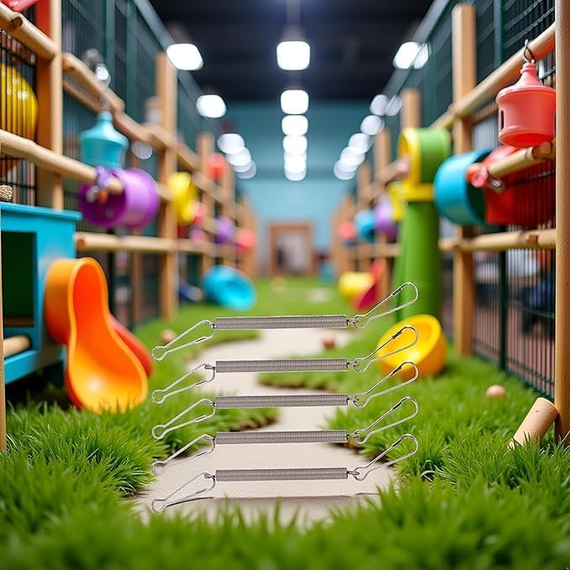 Ksngtixe 8PCS Small Animal Water Bottle Spring Clips - 2 Extra Stainless Steel Tension Clips, for Chinchilla, Hamster, Parrot, Rabbit Drinking Bottle Fixing image number 2