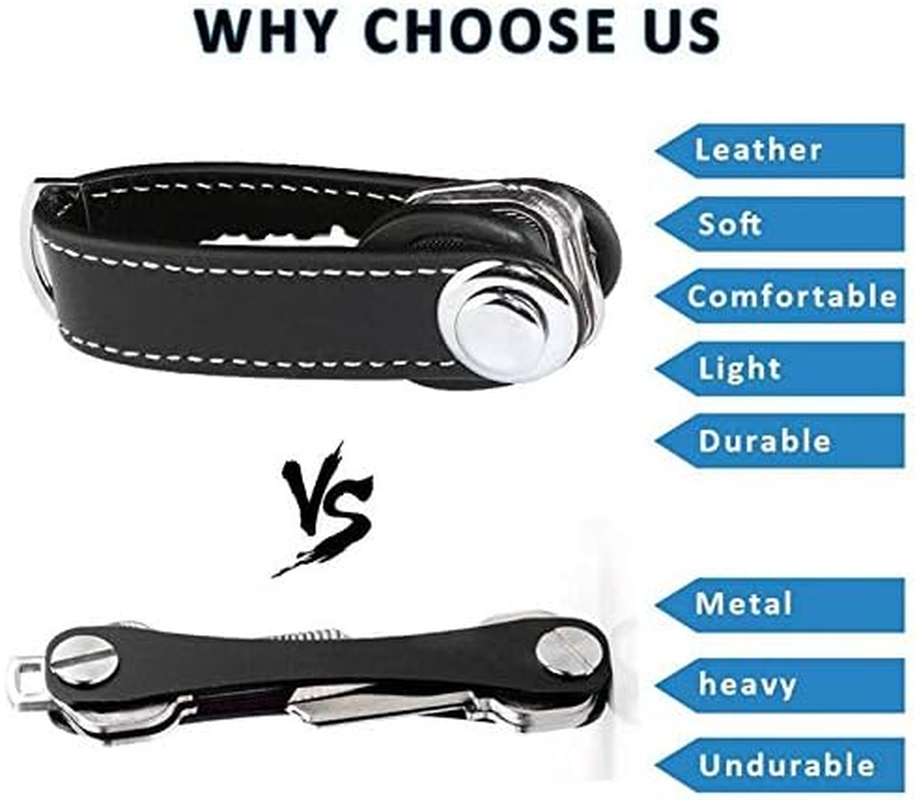 Jingfei Fashion Car Key Pouch Bag Case Wallet Holder Chain Key Wallet Ring Pocket Key Organizer Smart Leather Keychain Black