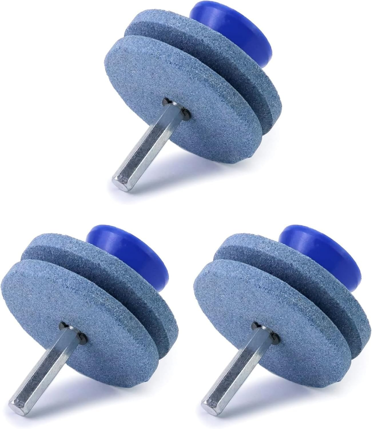 SNOKAY 3 Pcs Universal Lawn Mower Blade Sharpener - Compatible with Any Power Drill, Hand Drill - Mower Blade Sharpening Tool (Blue) image number 2