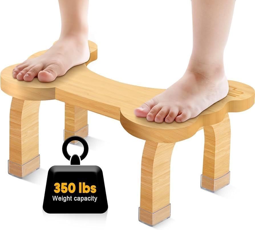 Bamboo Toilet Stool for Adults Toddler, 8.0'' Bathroom Potty Steps Squatty Poop Stool, Non-Slip, Ergonomic, Easy Assembly, Improves Digestion, Supports 350 Lbs, Healthy Toilet Training Step Stools image number 3