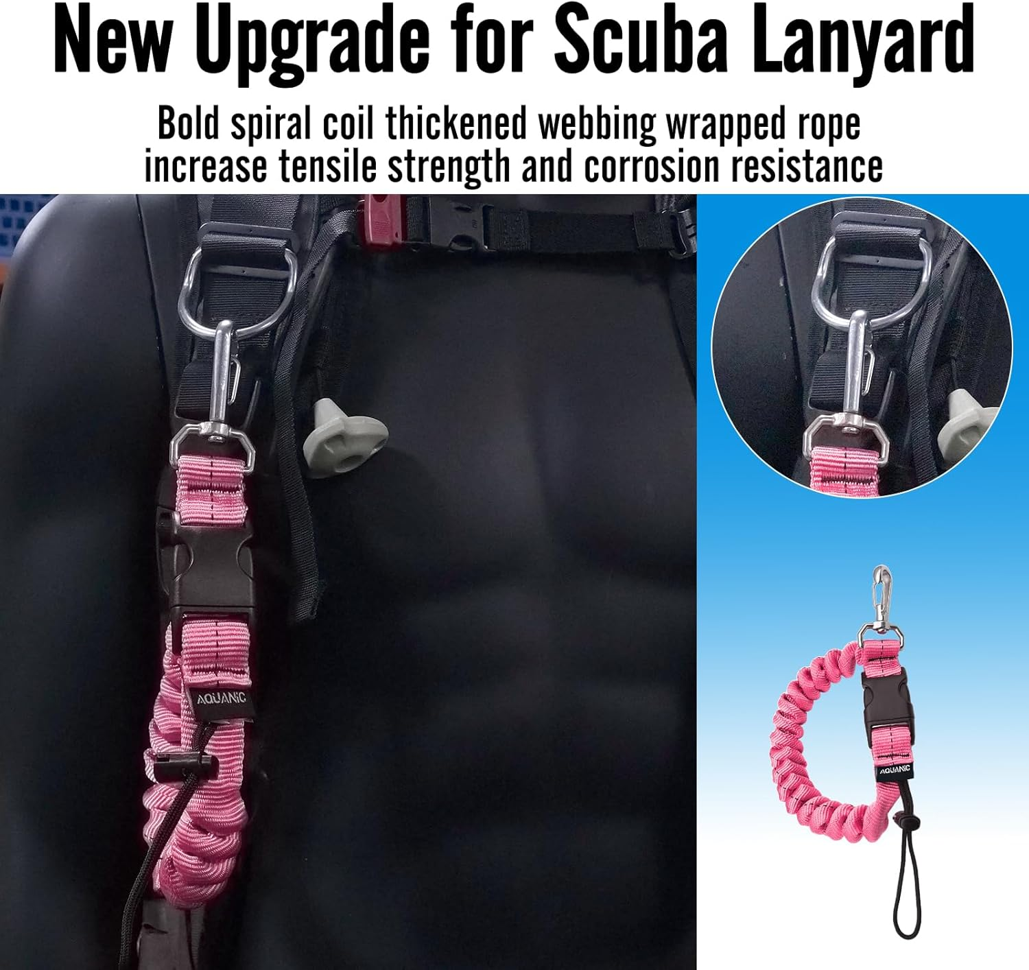 Nitescuba Scuba Diving Spring Clip Lanyard Anti-Lost Lanyard with Quick Release Buckle for Outdoor Sports - Blue image number 4