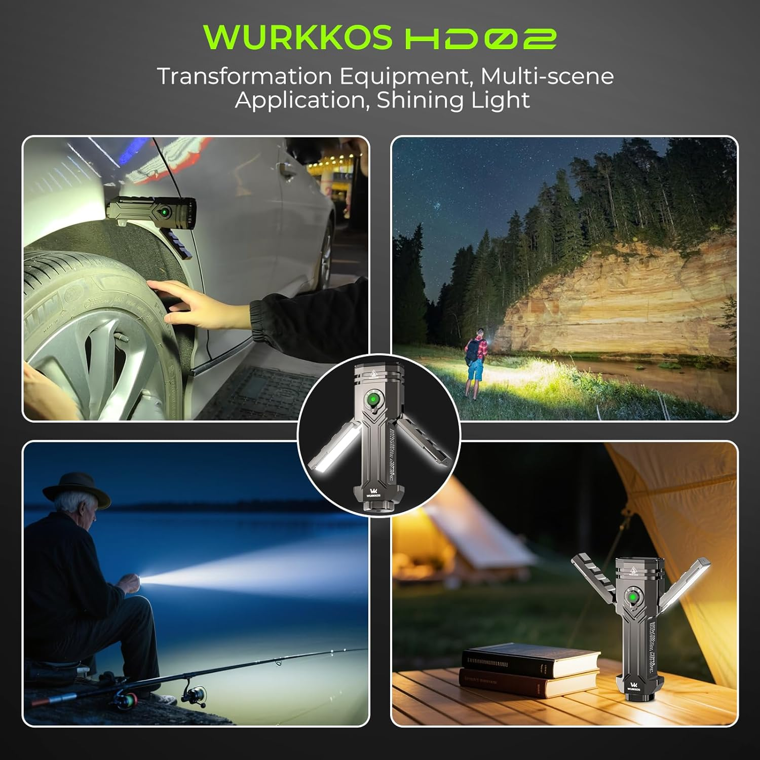 Wurkkos HD02 4-In-1 LED Torch Rechargeable EDC Flashlight, 3200 High Lumens Flashlights with Magnetic and Back Clip Handheld Foldable Torches, Suitable for Outdoor, Work, Emergency image number 2