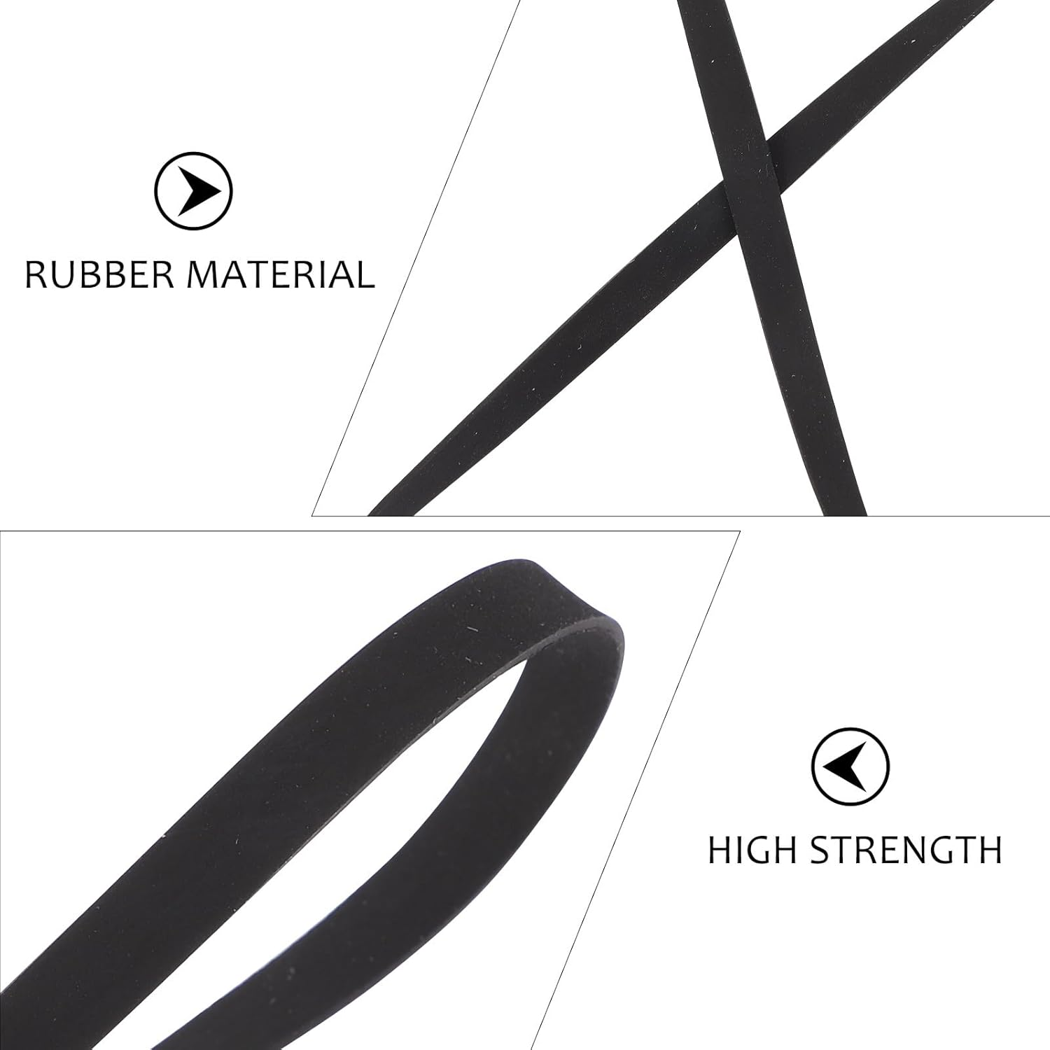 PAMINGONO 6Pcs Rubber Replacement Turntable Belts for Record Player Phonograph Tape Machine, Flat Drive Belts in Multiple Sizes for Home Audio Accessories image number 2