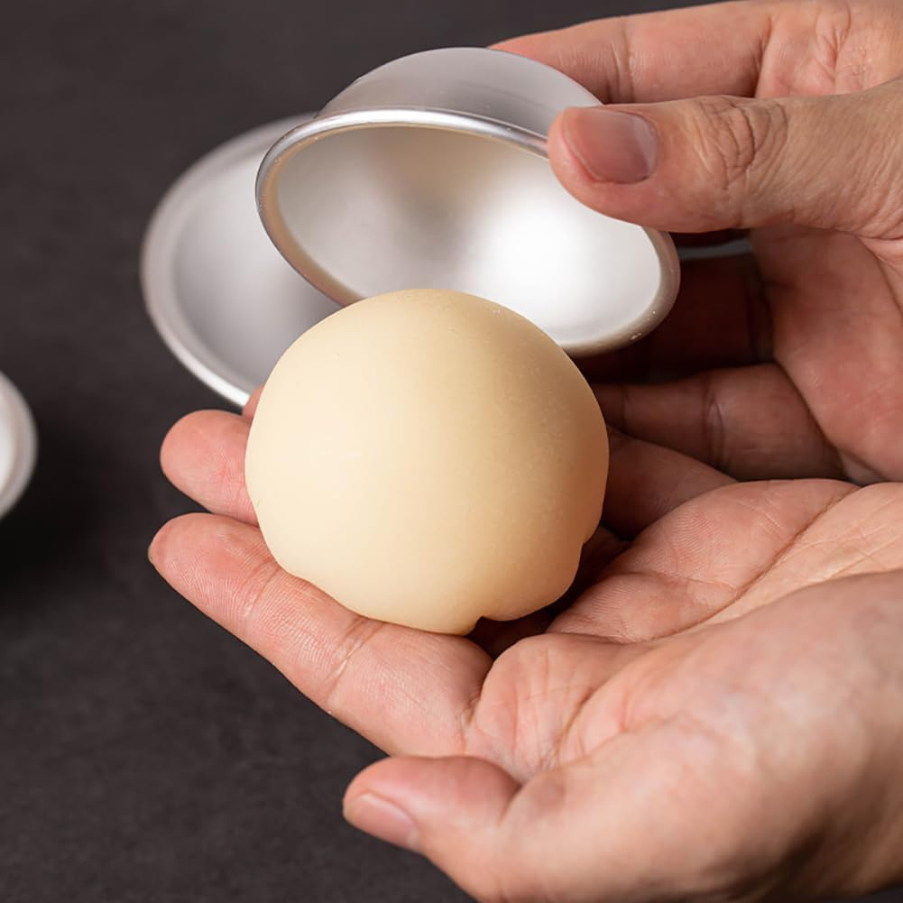 GSHLLO 10 Pcs 5.5Cm Bath Bomb Molds Bath Soap Moulds Half round Cake Pans Pudding Baking Pans Aluminum Cake Cups Egg Tart Moulds Dessert Cooking Pans image number 2