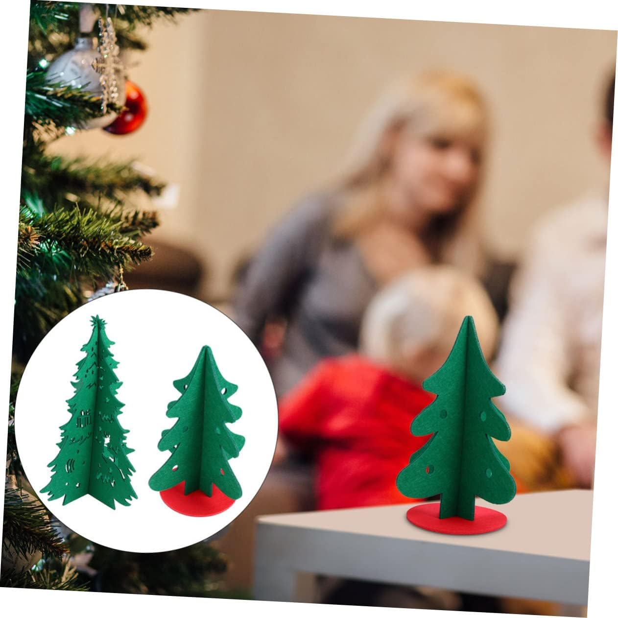 2Pcs Fake Christmas Tree Ornament Creative Party Xmas Adornment Decorative Tree Shape Christmas Decor Simulated Ornament for Indoor Window Table Party Decorations