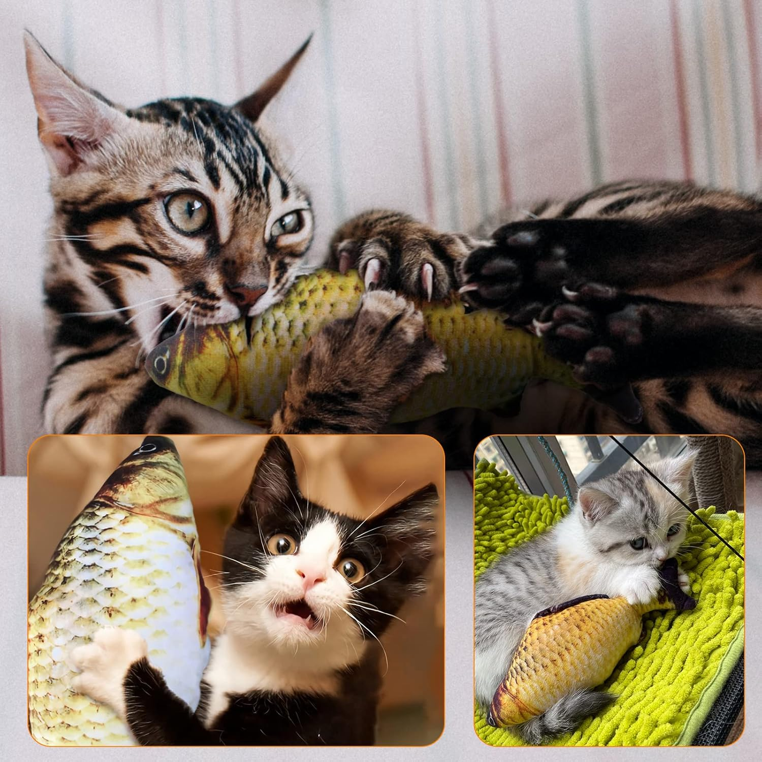 Coolty Pack of 20 Cat Toys with Cat Tunnel Jingle Bell Balls Catnip Fish Cat Toy Mice Feather Toy Plush Toy Interactive Cat Toy for Cats Kittens image number 3