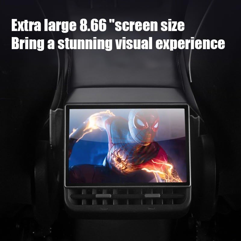 SKEKECIE 8.66 Inch Rear Display Screen Compatible with Tesla Model 3 19-23 & Y19-24, Wifi. Android 13 Supports HD Movie Watching,4+64G,8-Core, Supports Seat Adjustment and Rear Air Conditioning image number 1