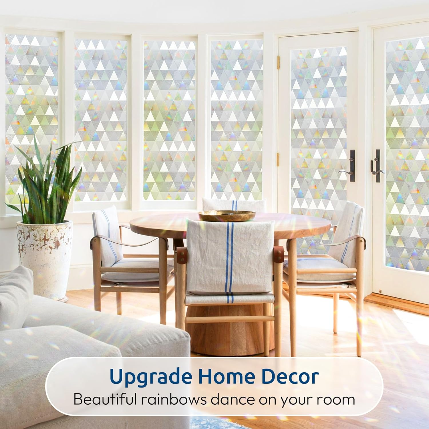 Rabbitgoo Privacy Window Film Non-Adhesive, Rainbow Window Cling 3D Decorative Window Vinyl, Stained Glass Window Covering Film Sun UV Blocking for Home Office Bathroom, 90X200Cm(35.4 X 78.7 Inches) image number 6