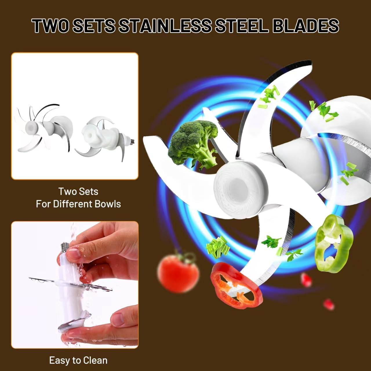 Congeowe Rechargeable Mini Food Processor, 2-In-1 Electric Chopper with 2 Glass Bowls (600ML+300ML), Cordless Vegetable Chopper for Onion, Garlic & Baby Food Maker image number 5