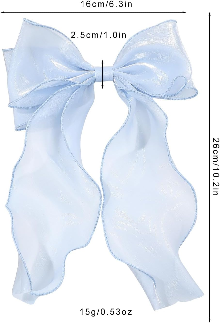 4Pcs Large Hair Bow Clips Set, White Pink Blue Purple Silk Yarn Ribbon Hair Barrettes for Women, Elegant Long Tail Bowknot French Hairstyle Accessories for Wedding, Parties, Festivals image number 4