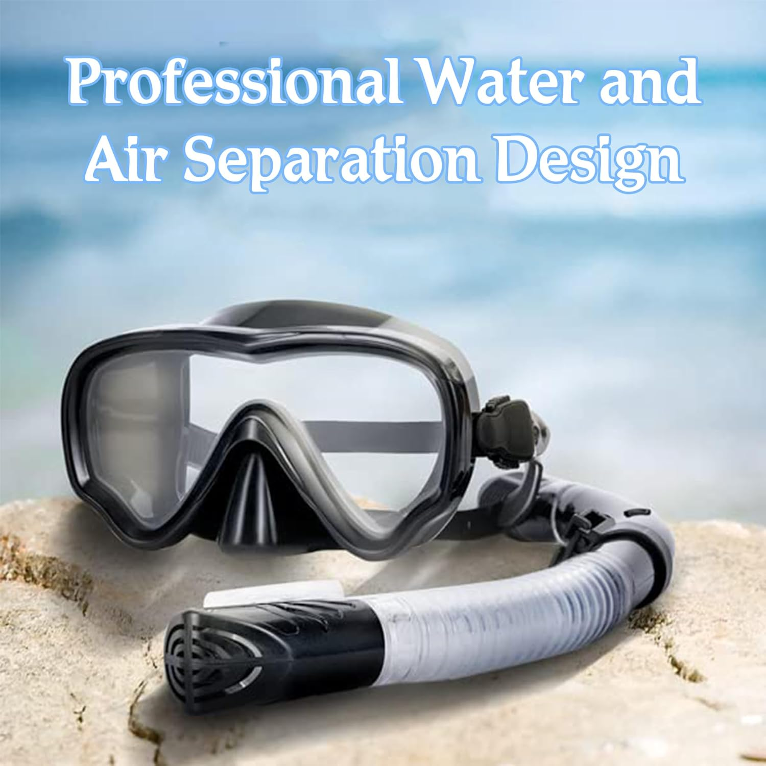 Diving Mask, Snorkel Mask with Latest Dry Top Breathing System for Adult Youth, Fold 180&deg; Panoramic Diving Snorkeling Mask, Anti-Fog, Waterproof, Unisex, Professional Swimming Snorkeling Gear image number 4