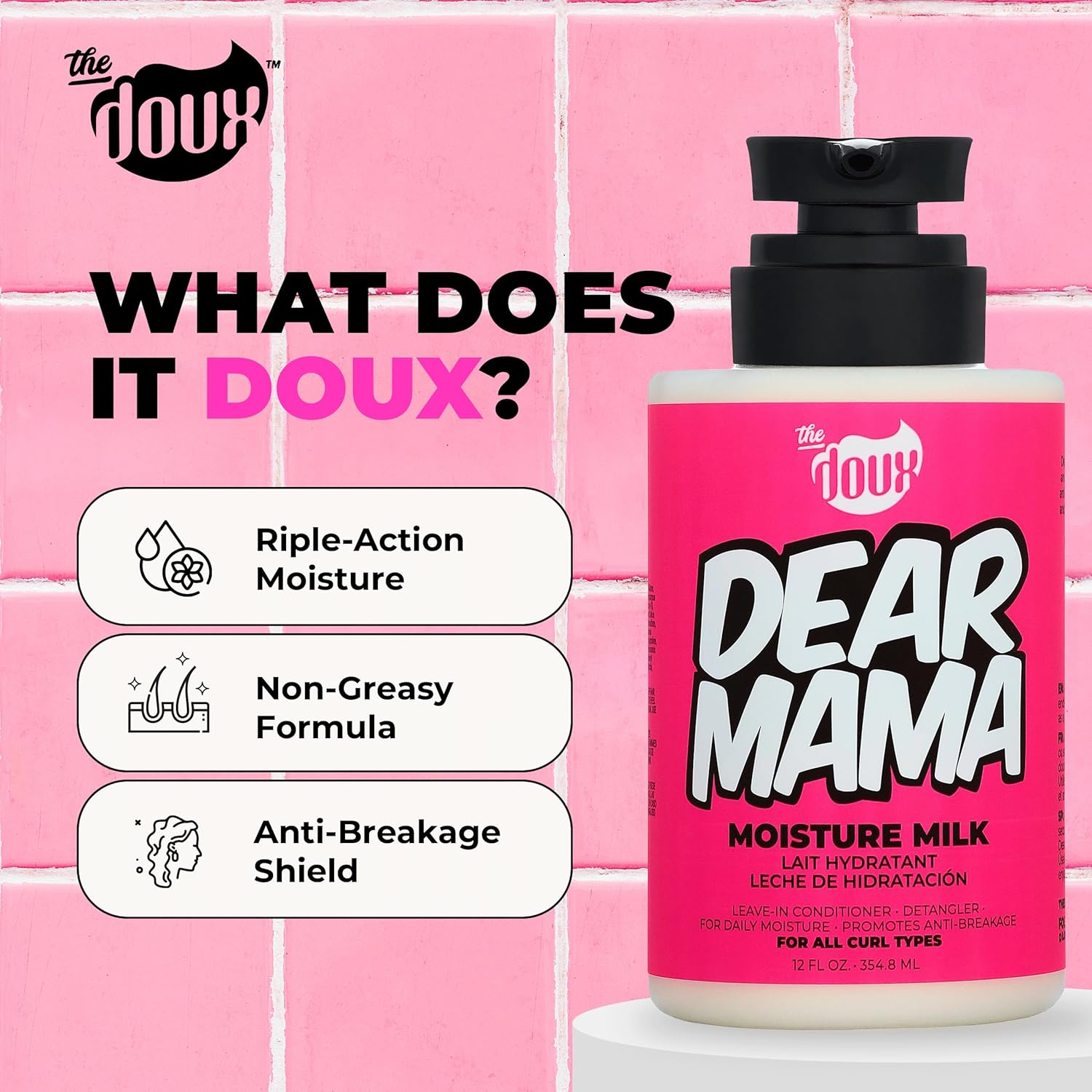 The Doux DEAR MAMA Moisture Milk - Leave in Conditioner for Curly Hair - Moisturizing Leave in Conditioner to Nourish Curls
