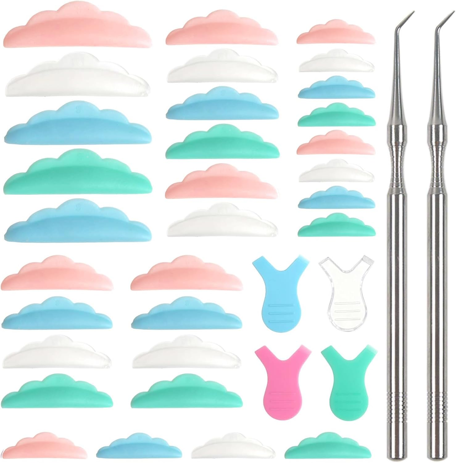 Koceci 80 PCS Lash Lift Pads, 5 Size Eyelash Curler Pads, Reusable Eyelash Lift Tools Silicone Lash Pad for Lashes Perm Kit (4 Colors) image number 4