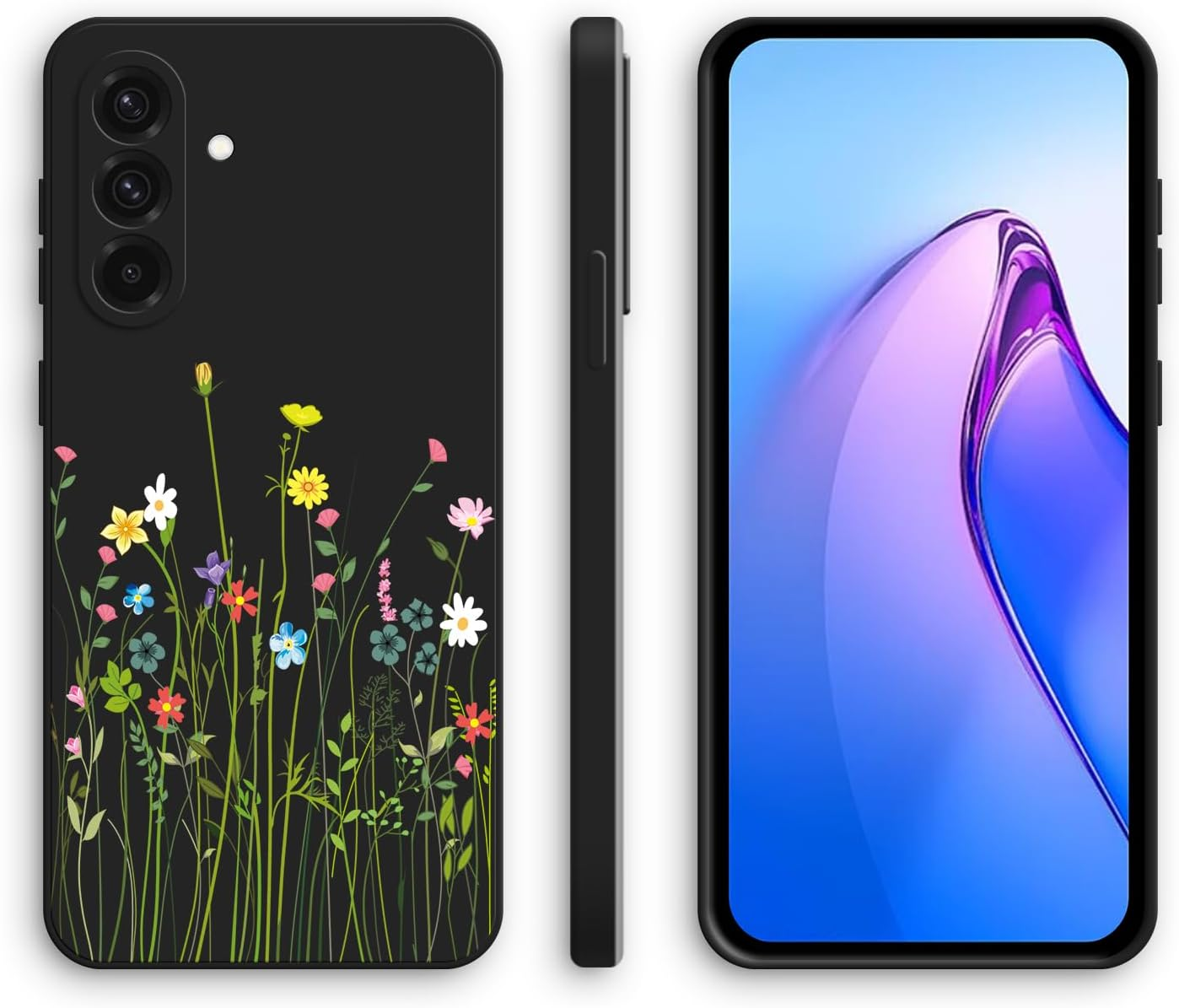 XINYEXIN Silicone Case for Samsung Galaxy A56 5G with Cute Pattern Ultra Thin Straight Edge Soft Silicone Mobile Phone Case Shockproof Protective Case - Lavender, White