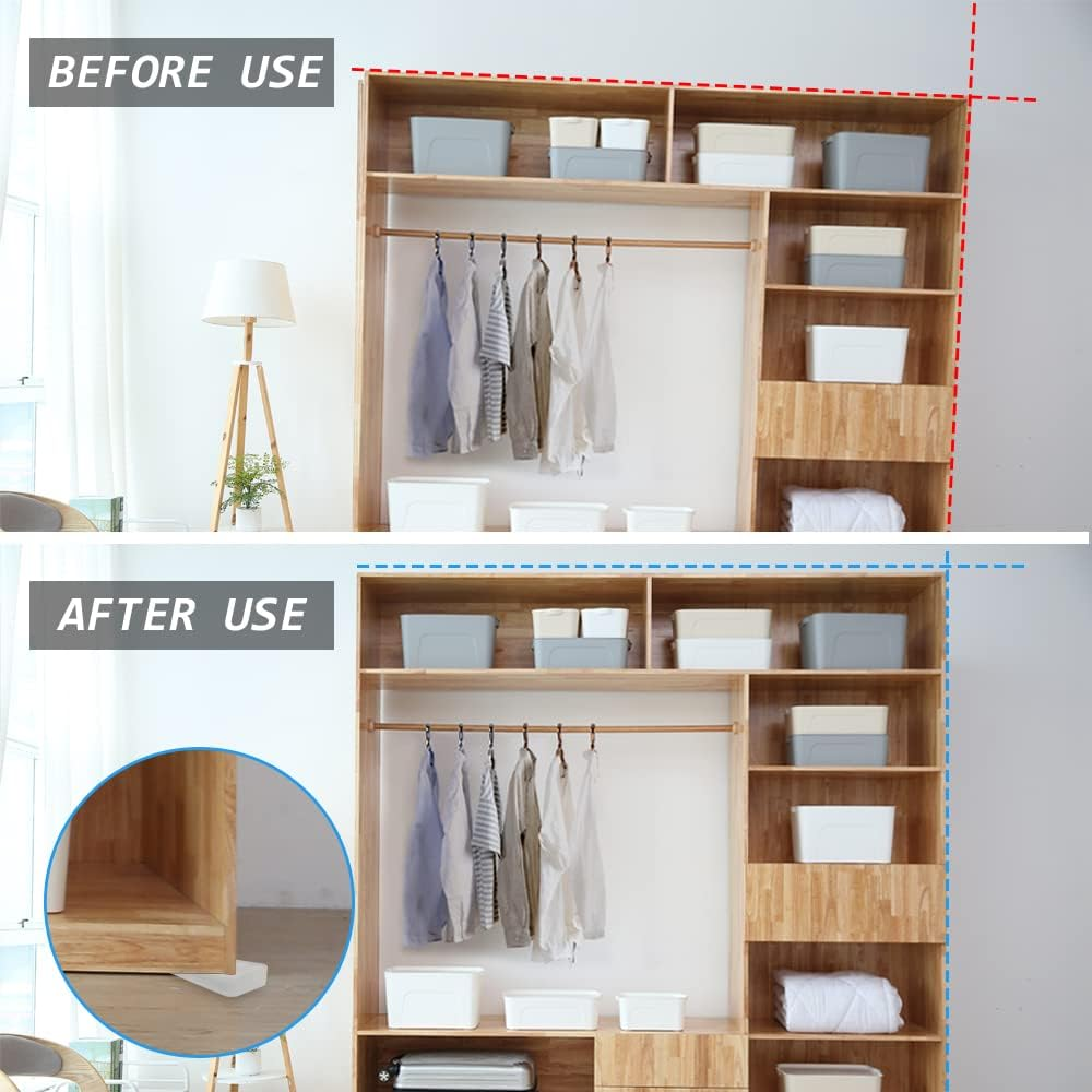 Modixun 16Pcs Soft Clear Furniture Leveling Wedges, Heavy-Duty Rubber Table Shims, Non-Slip Stackable Leveling Shims for Bed, Toilet, Desk, 0.19In /5Mm Height image number 3