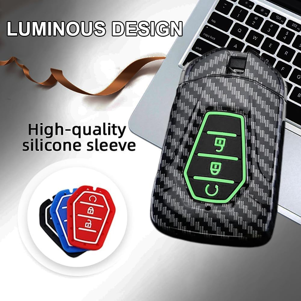 Ontto Luminous Car Key Fob Cover Fit for Isuzu D-Max MU-X D Max AT35 for Mazda BT50 Pickup 2020 Onwards 2023 2024 Key Holder Plastic Smart Shell Case Keyring Keychain Accessories 4 Buttons Black image number 1