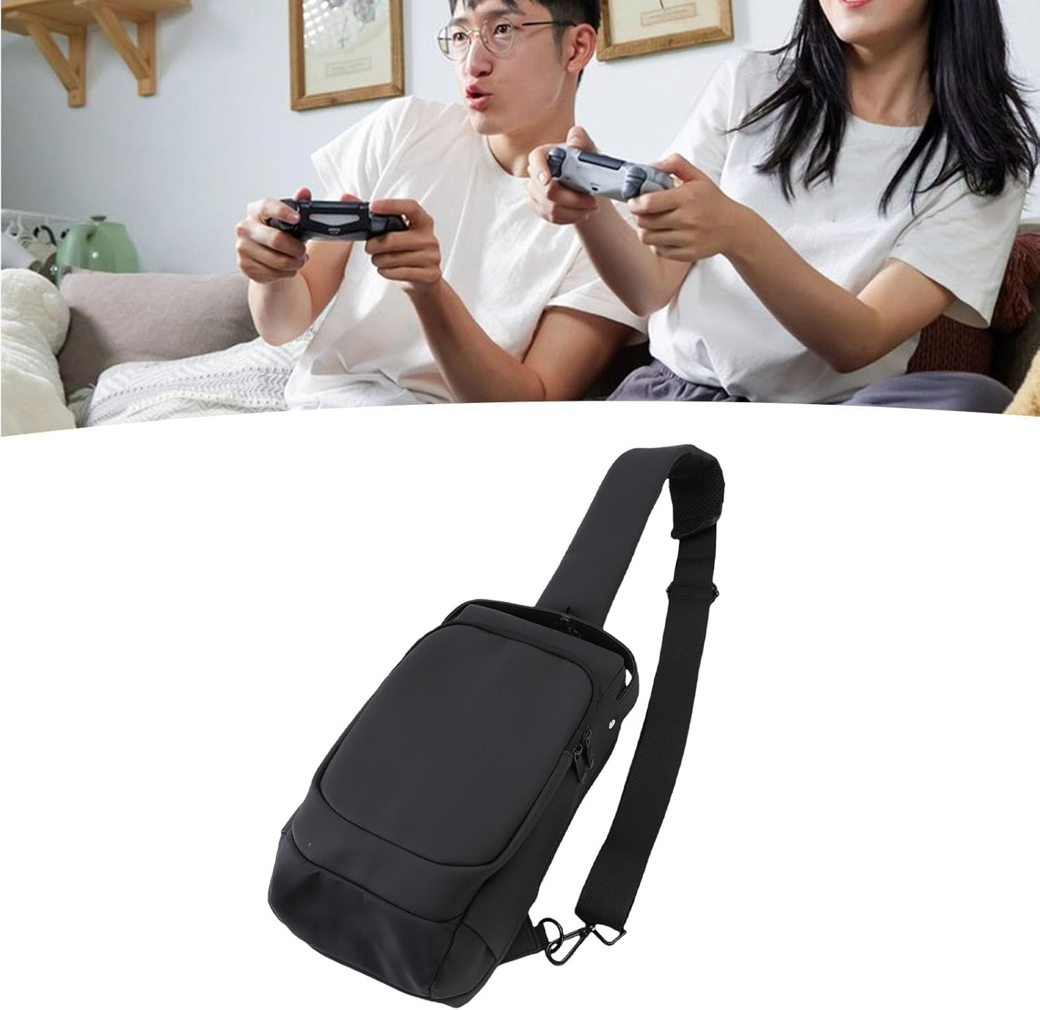 MENDUNER Handheld Gaming Console Sling Bag, Carrying Case Fit for Steam Deck OLED, Large Storage Space Retro Gaming Consoles Accessories Travel Bag image number 1