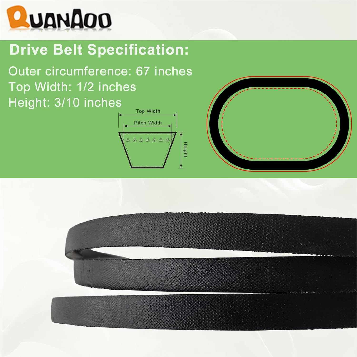 754-04317 Drive Belt 1/2" X 67" for Troy-Bilt MTD Cub Cadet Replace 954-04317A 754-04317 754-04317A 954-0431 954-0498 image number 2