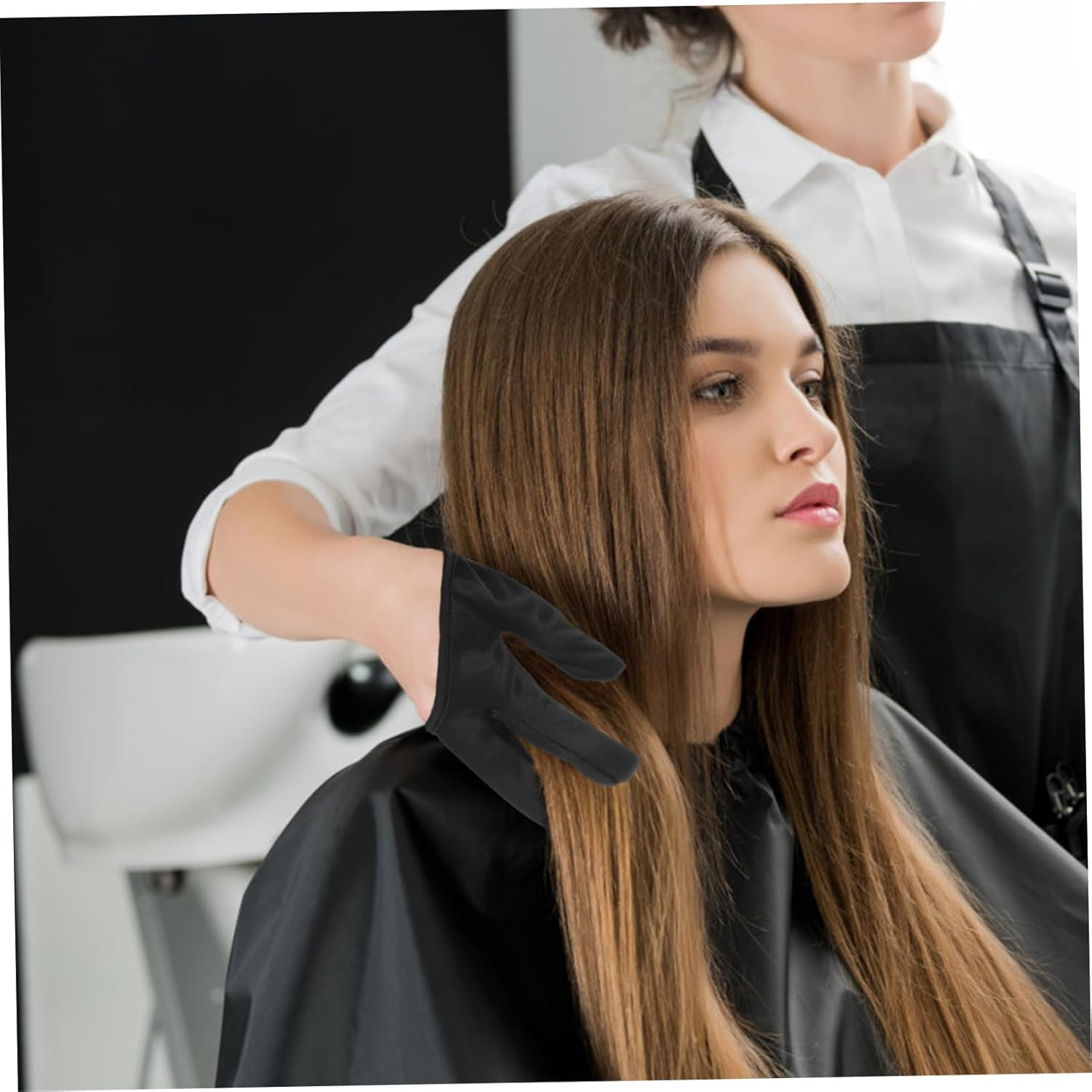 VALICLUD Heat-Resistant Gloves for Hair Styling Professional Curling Elegant Black Design for Salon Use and Stylish Suitable for Curling Wands and Straighteners image number 2