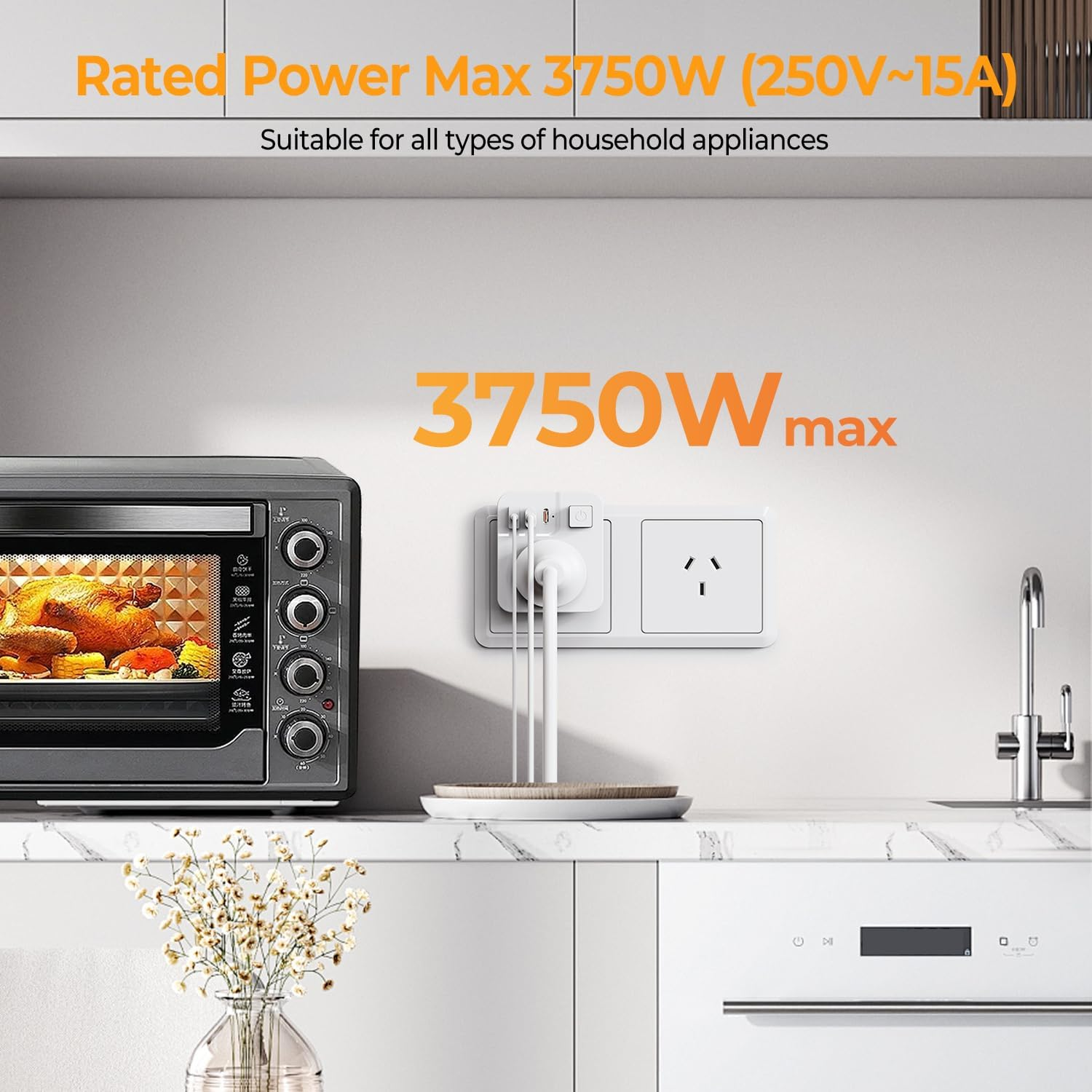 Power Board with USB C, THUNIX Power Strip with Switch Plug Extension(2 USB C, 1 A) with No Extension Cord, Travel Power Plug, Cruise Ship Approved for Travel,Home,Office,Bedroom(Type I) image number 1