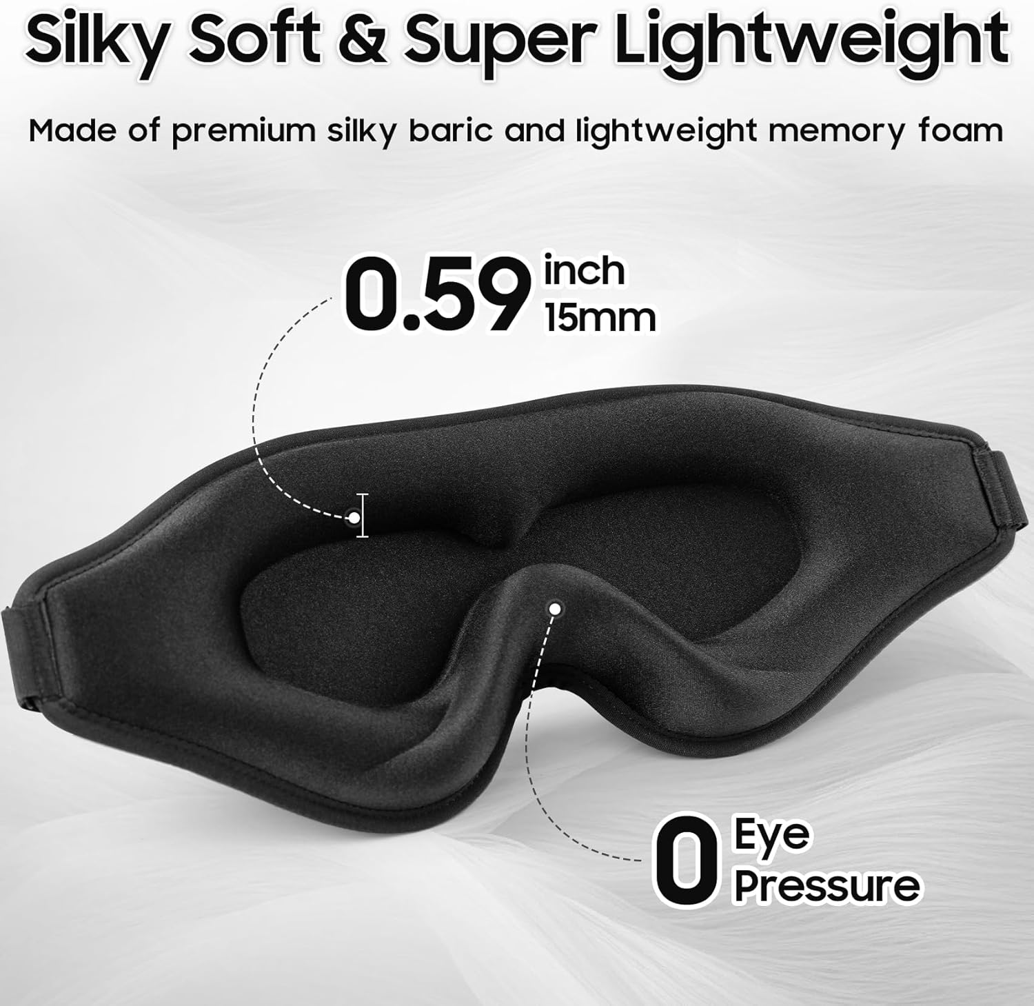 Sleep Mask - Total Blackout 3D Sleeping Mask, Super Lightweight & Silky Soft Eye Mask for Sleeping, Fully Adjustable Fit for Home, Office, Traveling, Meditation, Yoga, Black - Pink image number 3