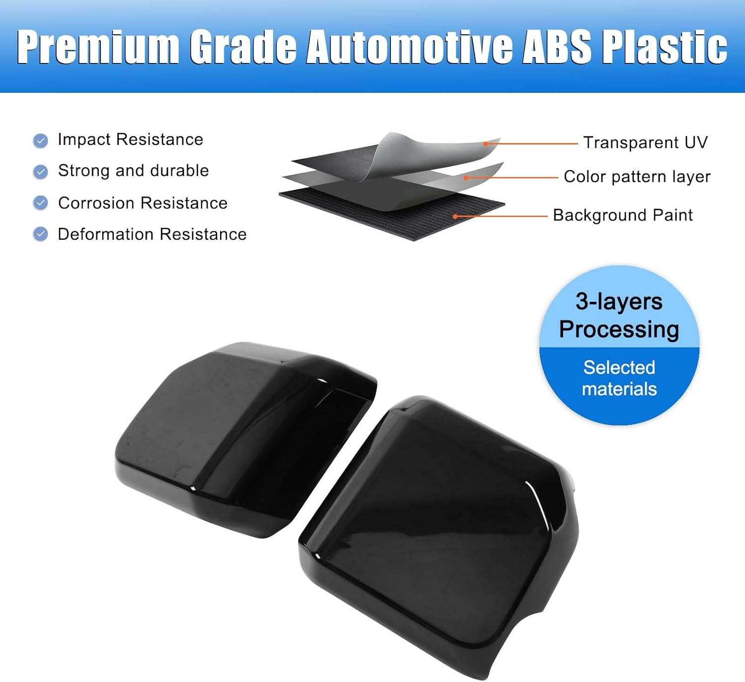 Yinaniutos Side Door Mirror Covers Compatible with Toyota Land Cruiser 250 Prado J250 LC250 2024 2025 Accessories | ABS Plastic Exteriro Rearview Mirror Caps Trim | 2PC Set (Glossy Black) image number 3