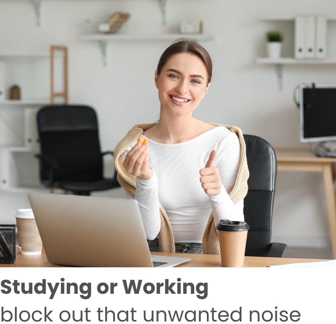 Shield Right 200 Pairs Ear Plugs, Uncorded, Individually Packaged, for Sleeping Hearing Protection Travel, Study, Concentration, Construction Site (Orange, One Size) - Orange image number 5