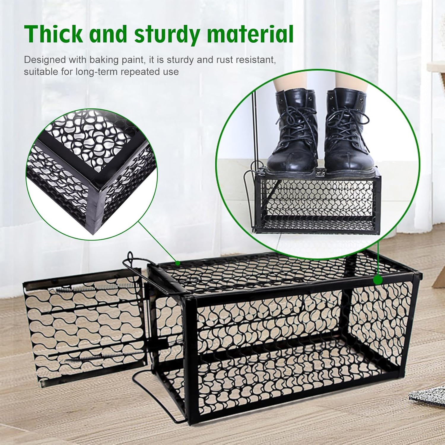 Humane Live Animal Trap Cage for Mice Rats Voles Chipmunks Hamsters Rodents - Safe Catch & Release Reusable Rodent Trap for Indoor Outdoor Far Pest Control - Small Medium Critter Cage Trap (2) image number 3