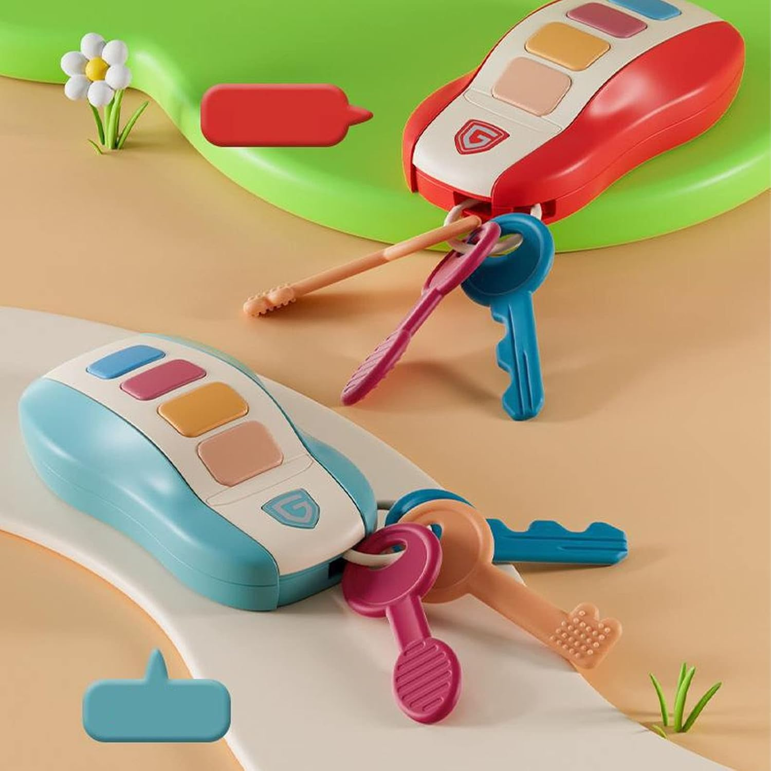 Car Keys Toy, Small Buttons Remote Car Key Toy Early Learning Simulated Sound for Home Play (Blue) image number 2