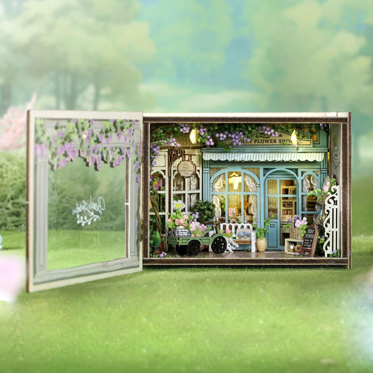 CUTEROOM DIY Doll Room Miniature Furniture House Kit with LED Light and Accessories-Light Refreshment Restaurant (MINI112) - Mini112 image number 3