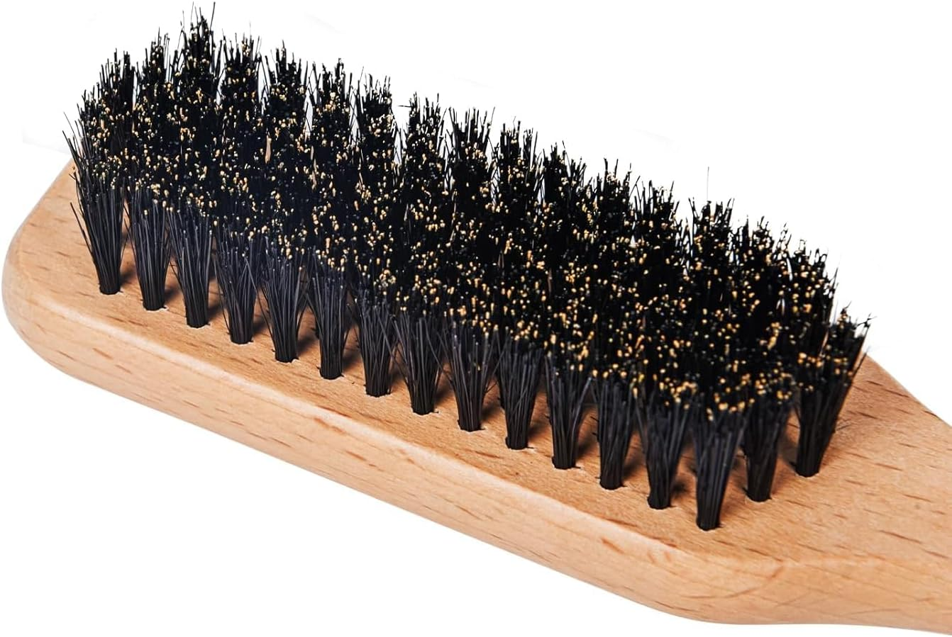 Slick Back Hair Brush for Smoothing Ponytail, Boar Bristle Hair Brush Set &ndash; Edge Control Brush, Wooden Rat Tail Comb & Teasing Brush for Men & Women, Ideal for Sleek Styles, Wax Stick Application & Hair Parting