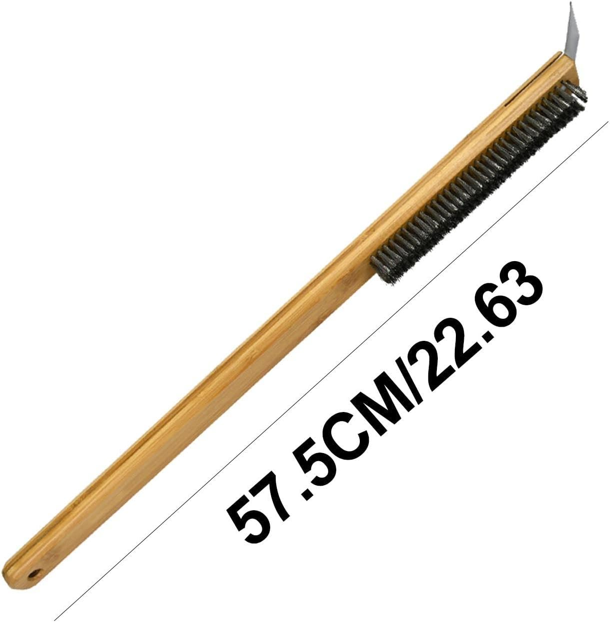 Pizza Oven Brush,Long Handle Wire Cleaning Brush with Scraper, Grill Brush Grill Cleaner Brush for Grills, Cookware, Oven, Grate, Stovetop