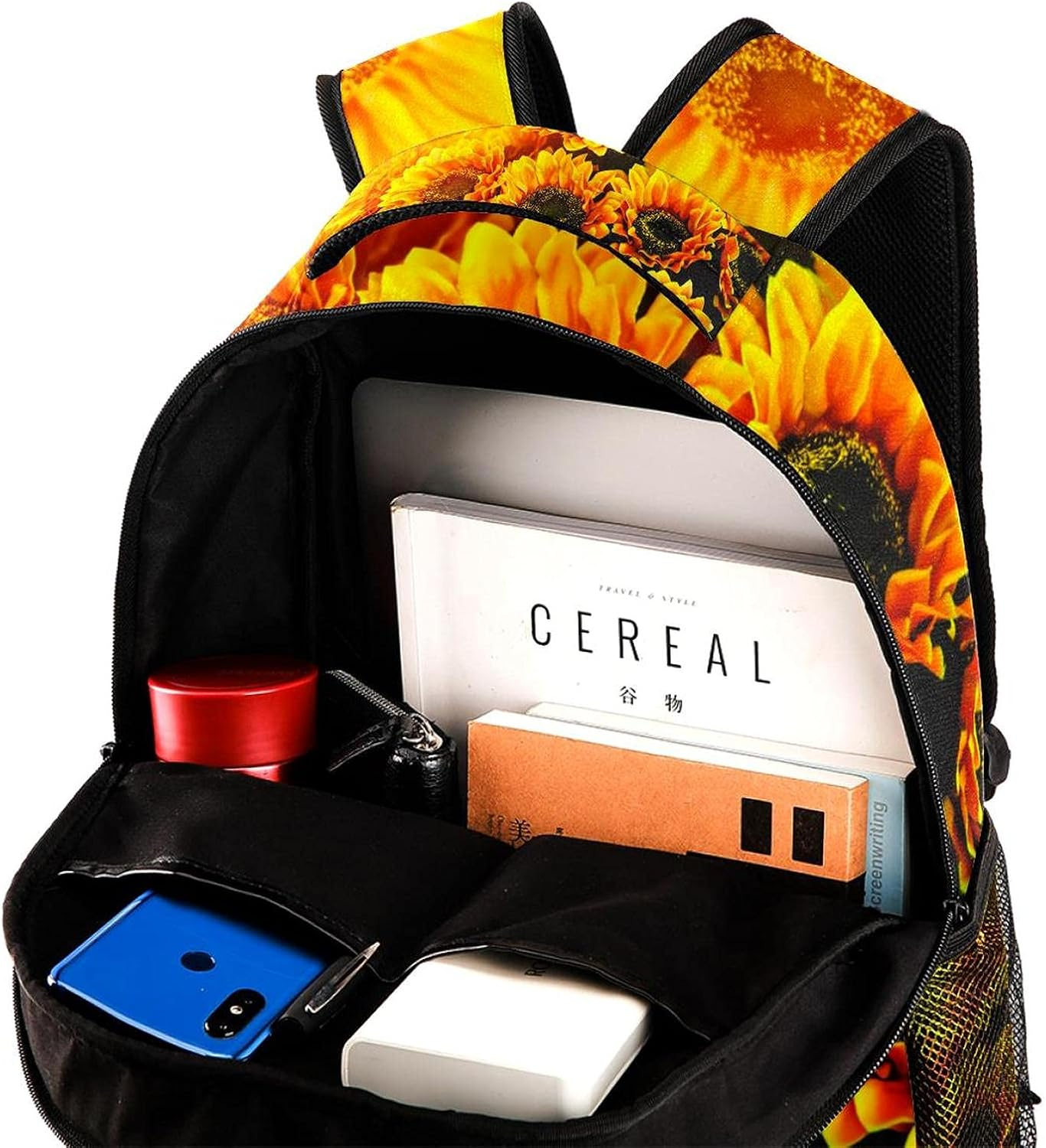 Sunflower Flower Backpack Students Shoulder Bags Travel Bag College School Tote Backpacks image number 4