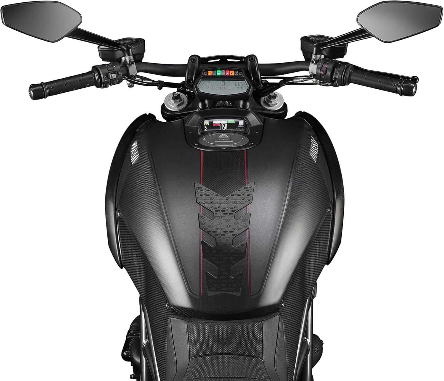 STOMPGRIP | Motorcycle Center Tank Pad Protector | Universal Fit | Vertebrae | Icon Black