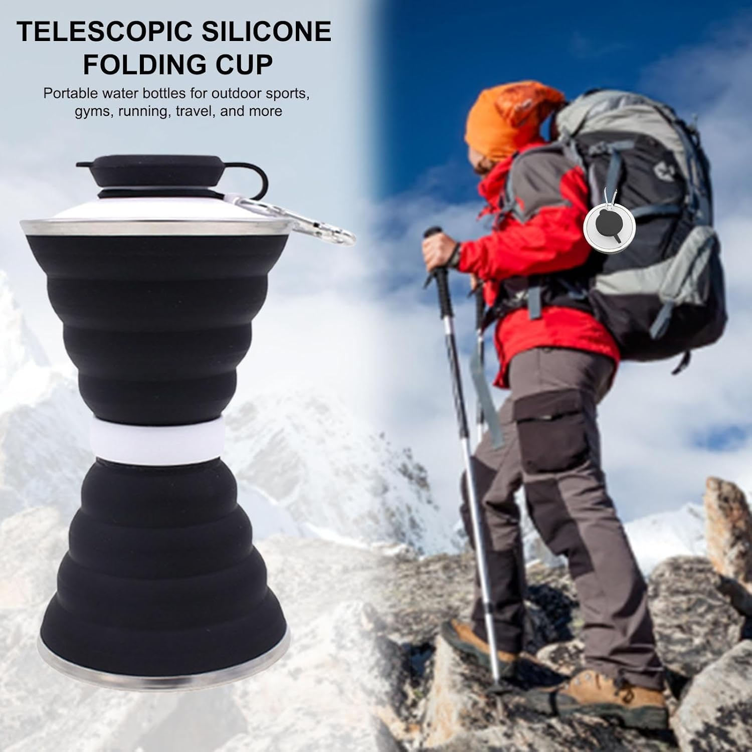 Cup,Leakproof Silicone Cups with Lid - Silicone Cups 500Ml, Portable Drinking Cup for Camping, Hiking, Cycling and More