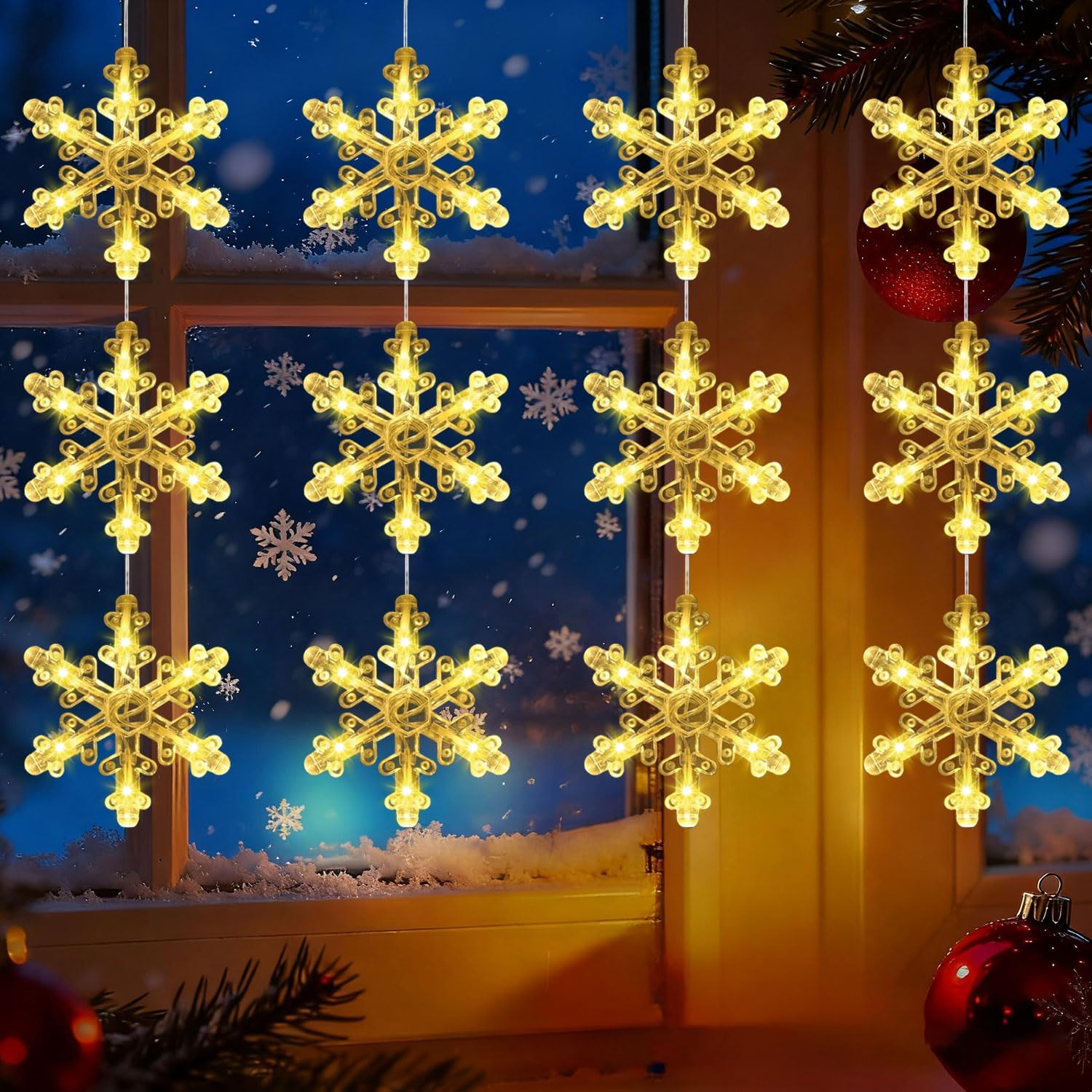 Zeilabang Kakadi Christmas Lights Window Indoor, Pack of 2 LED Christmas Lights, Christmas Decorative Window Light, LED Hanging Window Light for Christmas Decoration, Balcony, Festival, Party, Wedding image number 2