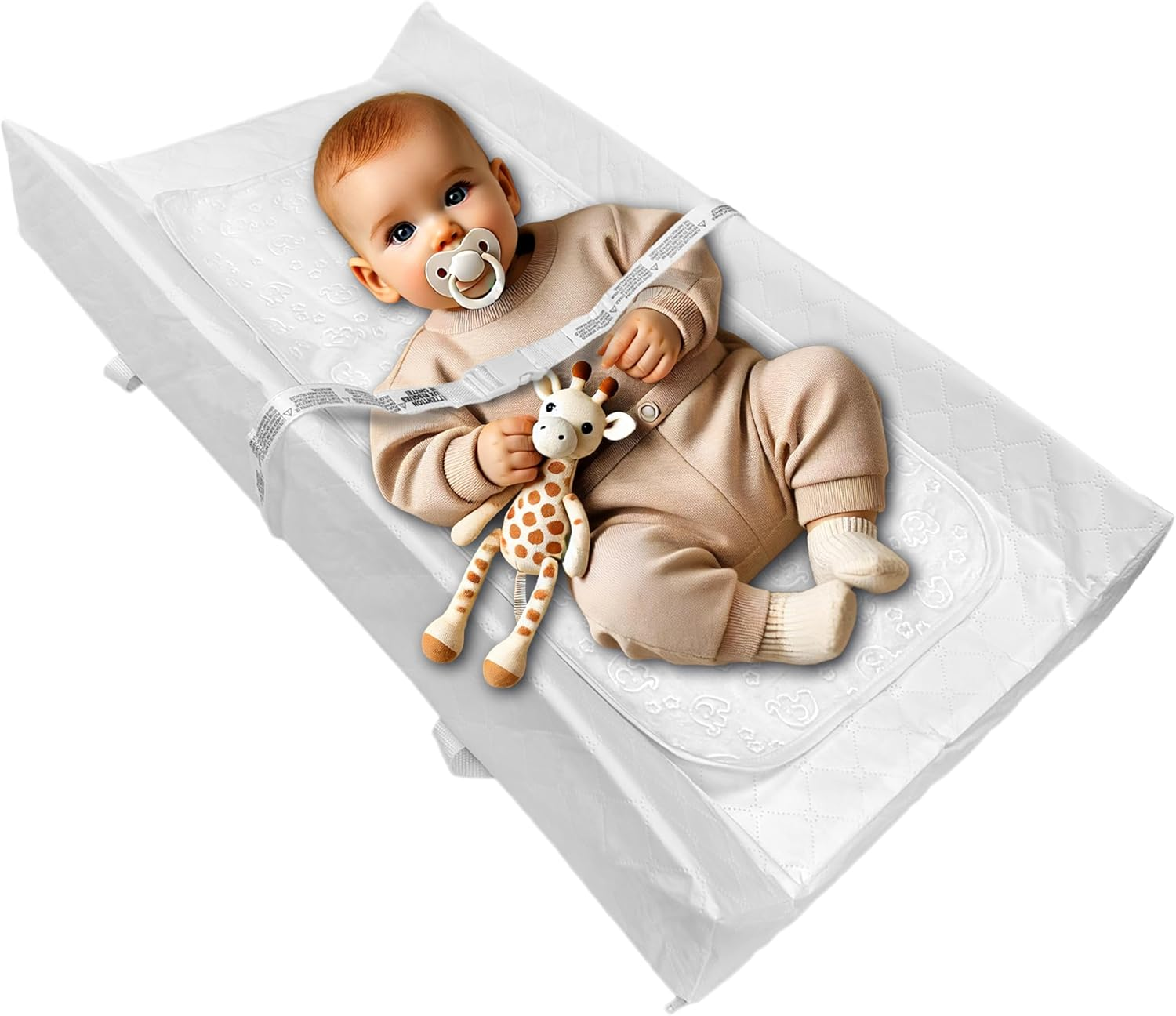 Fond + Found Contoured Diaper Changing Pad with 3 Pack Ultra Soft Plush Liners, Baby Changing Mat Cover Waterproof Hypoallergenic Washable