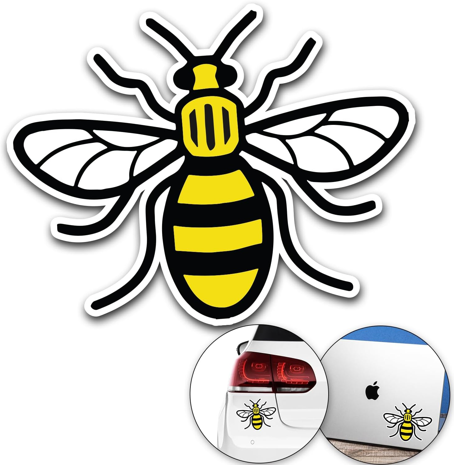 Made in Manchester Bee Sticker | Manchester Worker Bee Car Bumper Sticker Decal Vinyl 12 X 12 Cm | Proud to Be Mancunian Sticker for Car, Van, Laptop, Bedroom, Window (13 X 10Cm) image number 1
